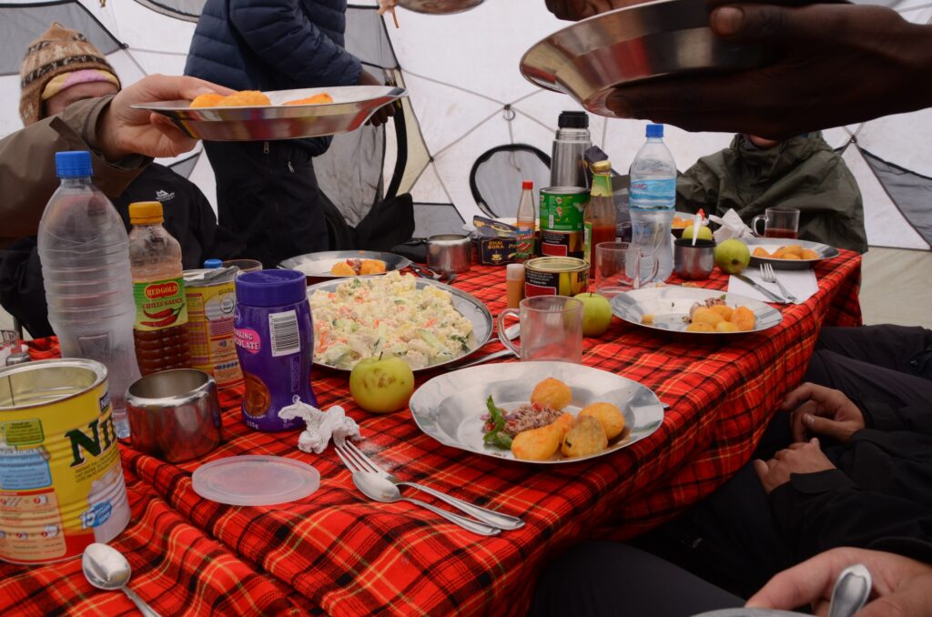 Meals in tent while on Kilimanjaro